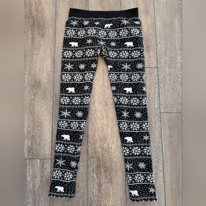 Women Hippie Rose black polar bear cozy fleece leggings size L - NWT